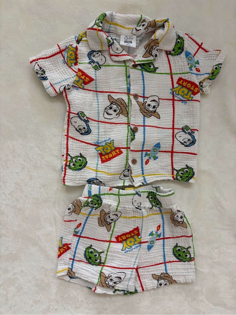 Toy Story Cotton Set - White with Multicolor Prints